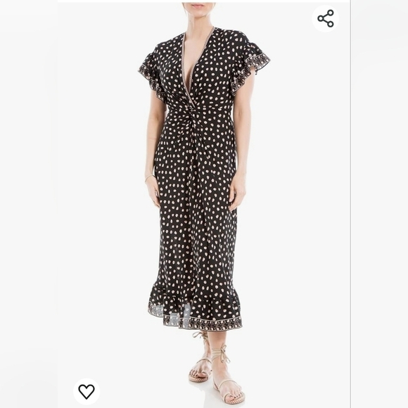 Max Studio Dresses & Skirts - Max Studio Floral Short Sleeve Tiered Maxi Dress Sz X- Large Black White Print